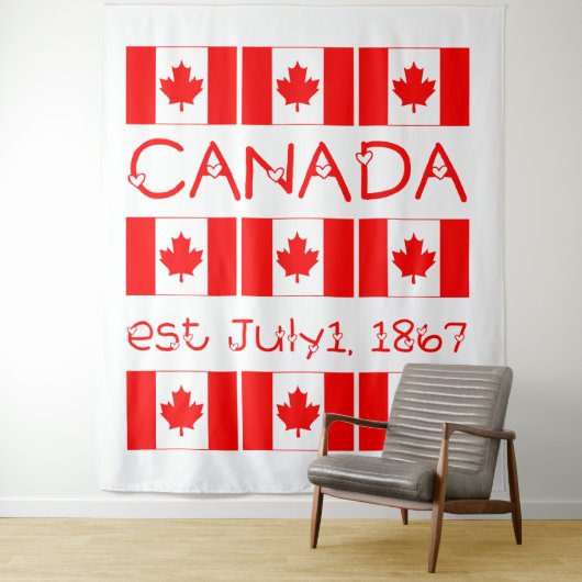 Canada Day Red Maple Leaf Pattern Canadese vlag Wandkleed (In situ)