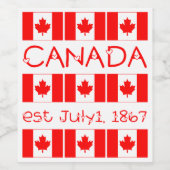 Canada Day Red Maple Leaf Pattern Canadese vlag Wijn Etiket (Enkel label)