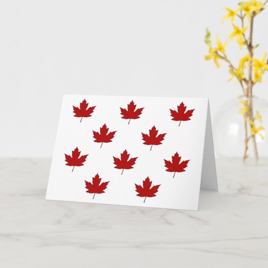 Canada Day Red Maple Leaf Pattern Wenskaart Kaart (Gele Bloem)