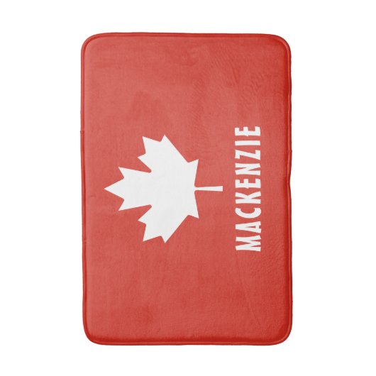 Canada Day Red White Canadese vlag Maple Leaf Naam Badmat (Voorkant Verticaal)