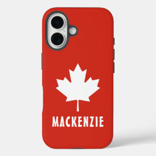 Canada Day Red White Canadese vlag Maple Leaf Naam iPhone 16 Hoesje