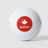 Canada Day Red White Canadese vlag Maple Leaf Naam Golfballen (Voorkant)