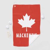 Canada Day Red White Canadese vlag Maple Leaf Naam Golfhanddoek (Insitu)