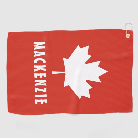 Canada Day Red White Canadese vlag Maple Leaf Naam Golfhanddoek (Horizontaal)