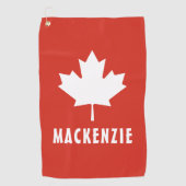 Canada Day Red White Canadese vlag Maple Leaf Naam Golfhanddoek (Voorkant)