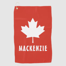 Canada Day Red White Canadese vlag Maple Leaf Naam Golfhanddoek
