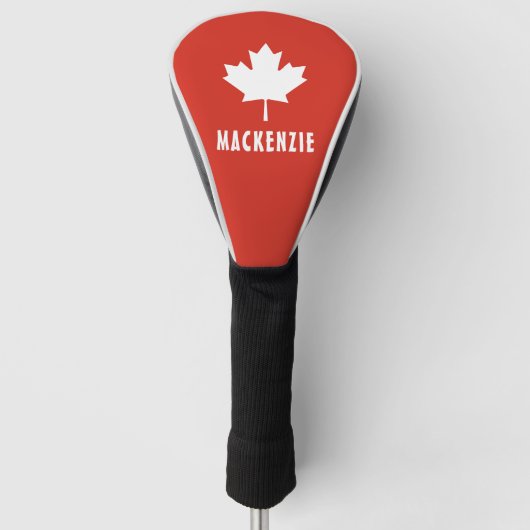 Canada Day Red White Canadese vlag Maple Leaf Naam Golfheadcover (Voorkant)