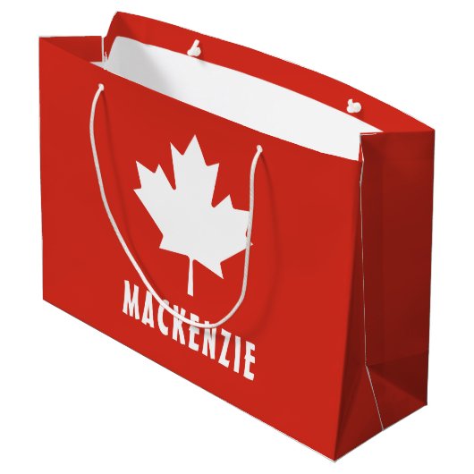Canada Day Red White Canadese vlag Maple Leaf Naam Groot Cadeauzakje (Achterkant Gekanteld)