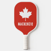 Canada Day Red White Canadese vlag Maple Leaf Naam Pickleball Paddle (Voorkant)