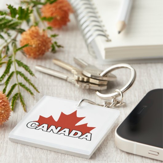 canada day square sticker button sleutelhanger (Voorkant Rechts)