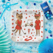 Canada Day thema voor golfers die van katten houde Papieren Bordje (Feest)