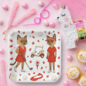 Canada Day thema voor golfers die van katten houde Papieren Bordje (Feest)