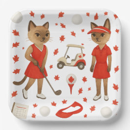 Canada Day thema voor golfers die van katten houde Papieren Bordje