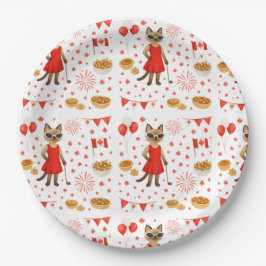 Canada Day thema voor golfers die van katten houde Papieren Bordje