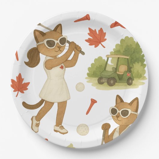 Canada Day thema voor golfers die van katten houde Papieren Bordje (Voorkant)