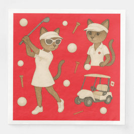 Canada Day thema voor golfers die van katten houde Servet