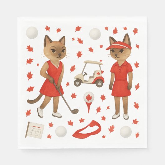 Canada Day-thema voor golfers die van katten houde Servet (Voorkant)