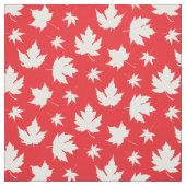 Canada Day White Maple Leaf Pattern op Red Stof (Swatch)