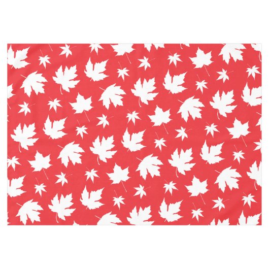Canada Day White Maple Leaf Pattern op Red Tafelkleed (Voorkant (Horizontaal))