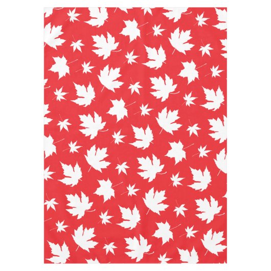 Canada Day White Maple Leaf Pattern op Red Tafelkleed (Voorkant)