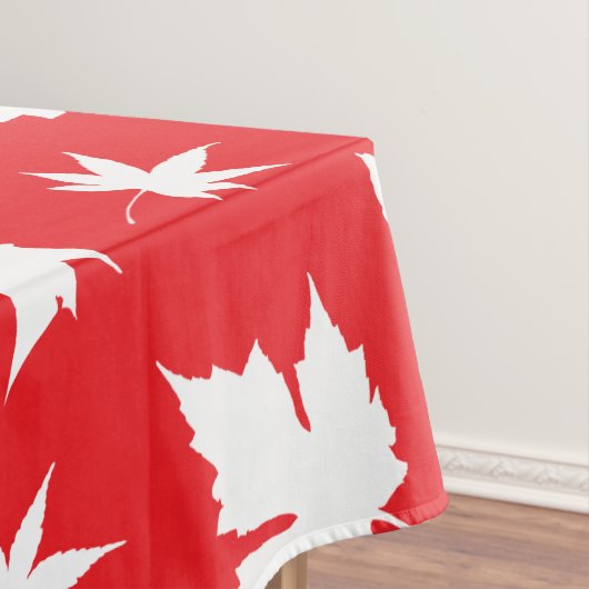 Canada Day White Maple Leaf Pattern op Red Tafelkleed (Voorbeeld)
