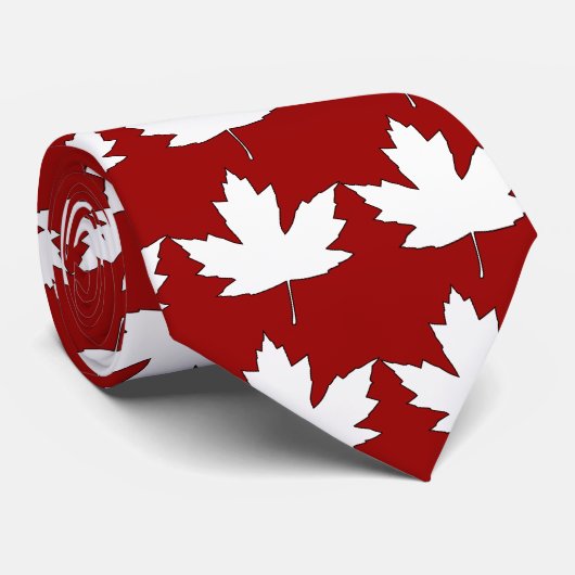 Canada Day White Maple Leaf Pattern Stropdas (Opgerold)