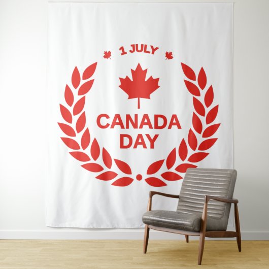 Canada Day Wreath Tapestry Wandkleed (In situ)