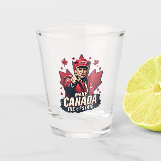 Canada de 51ste staat Trump Canadees Shot Glas (Voorkant)