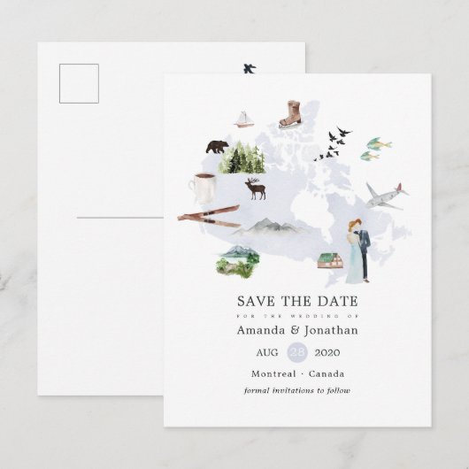 Canada Destination Wedding Save the Date Aankondigingskaart (Voorkant / Achterkant)