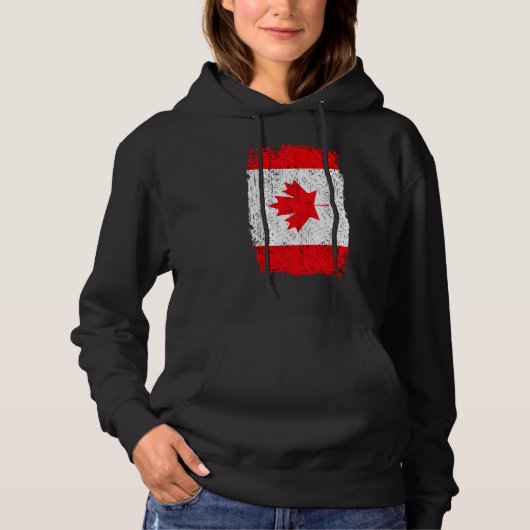 Canada Distress Maple Leaf Canadian Flag Citizen Hoodie (Voorkant)