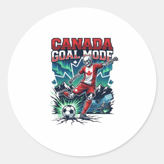 Canada Doel Modus Skelet Striker Naties Dynamisch  Ronde Sticker (Voorkant)