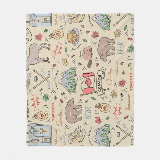 Canada Doodles Fleece Deken (Voorkant)