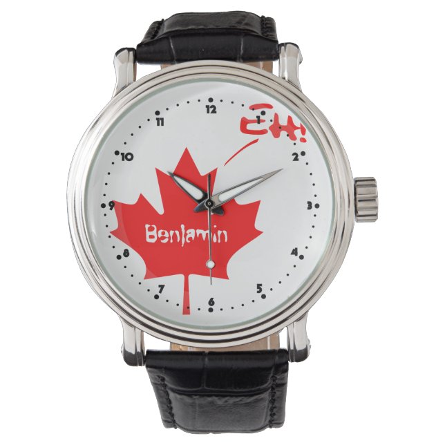 Canada Eh. Funny Canadian Pride Horloge (Voorkant)