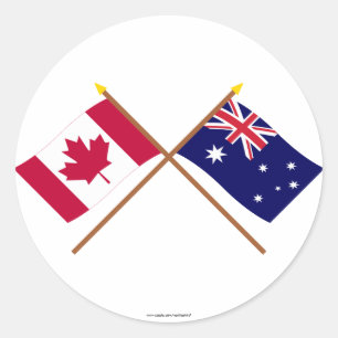 Canada en Australië gekruiste vlaggen Ronde Sticker