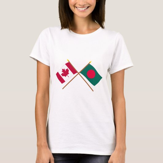 Canada en Bangladesh gekruiste vlaggen T-shirt (Voorkant)