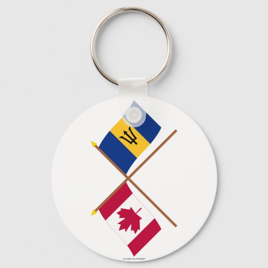 Canada en Barbados Crossed Flags Sleutelhanger (Voorkant)