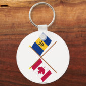 Canada en Barbados Crossed Flags Sleutelhanger (Voorkant)