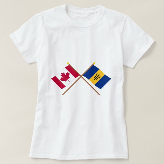 Canada en Barbados Crossed Flags T-shirt (Design voorkant)