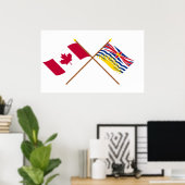 Canada en British Columbia Crossed Flags Poster (Thuiskantoor)