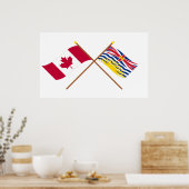 Canada en British Columbia Crossed Flags Poster (Keuken)