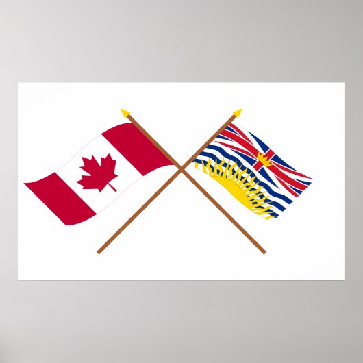 Canada en British Columbia Crossed Flags Poster (Voorkant)