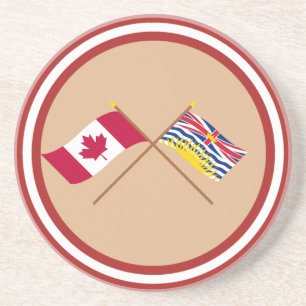 Canada en British Columbia Crossed Flags Zandsteen Onderzetter
