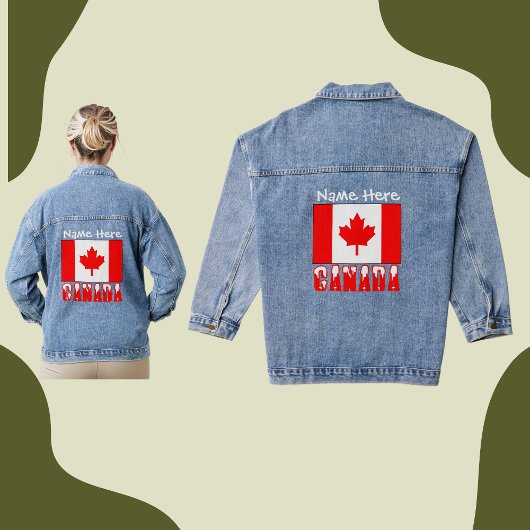 Canada en Canadese vlag White Personalisatie Denim Jacket