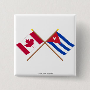 Canada en Cuba gekruiste vlaggen Vierkante Button 5,1 Cm