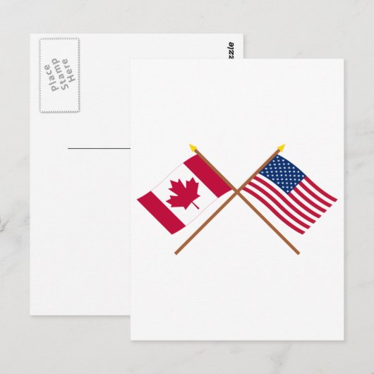 Canada en de Verenigde Staten gekruiste vlaggen Briefkaart (Voorkant / Achterkant)