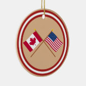 Canada en de Verenigde Staten gekruiste vlaggen Keramisch Ornament (Rechts)