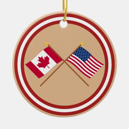 Canada en de Verenigde Staten gekruiste vlaggen Keramisch Ornament (Voorkant)