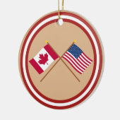 Canada en de Verenigde Staten gekruiste vlaggen Keramisch Ornament (Links)