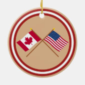 Canada en de Verenigde Staten gekruiste vlaggen Keramisch Ornament (Achterkant)
