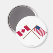 Canada en de Verenigde Staten kruisten vlaggen Magneet (Voorkant / Achterkant)